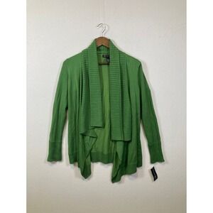 NWT INC International Concept Green Open Front Waterfall Cardigan Sweater Size S